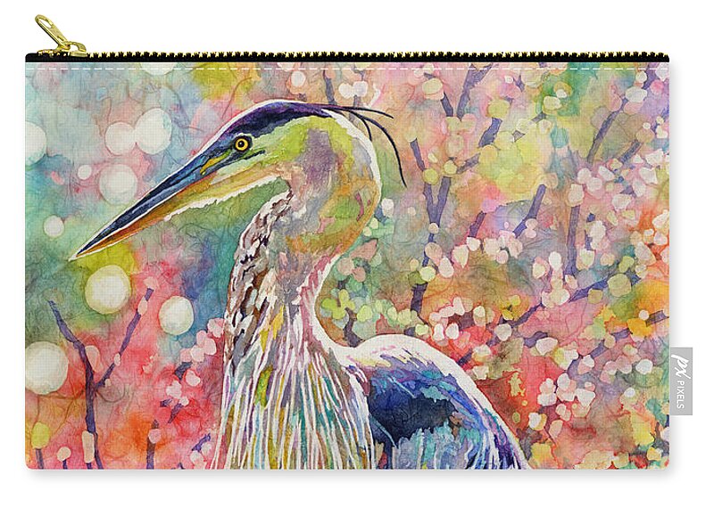 Heron Zip Pouch featuring the painting Elegant Repose by Hailey E Herrera