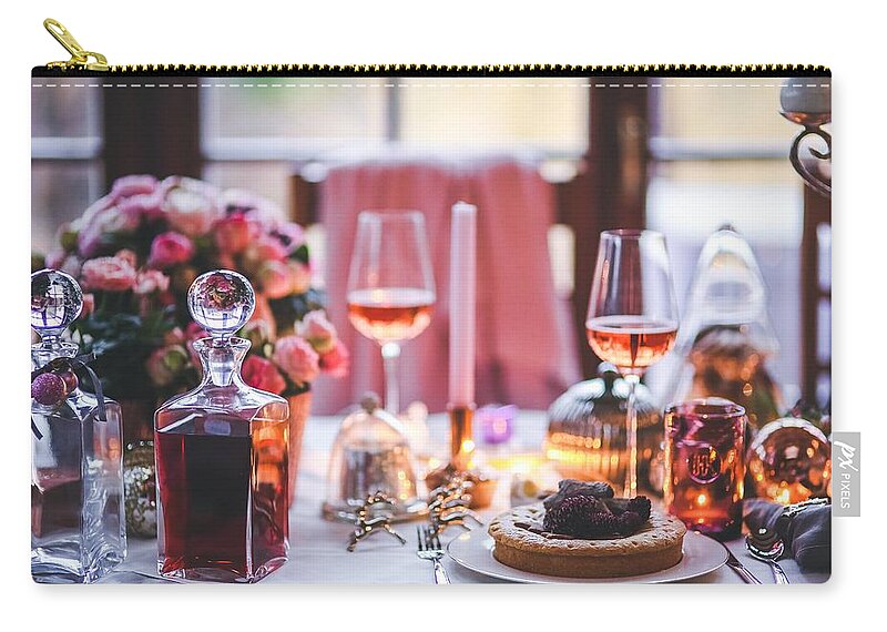 Cute Zip Pouch featuring the photograph Elegant tablewear by Top Wallpapers