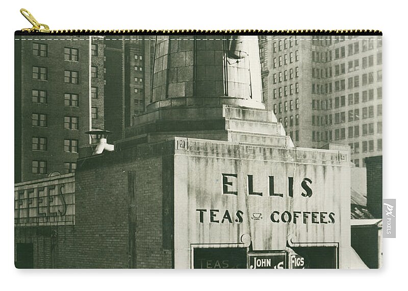 Ellis Teas;and Coffees Zip Pouch featuring the mixed media Ellis Tea and Coffee Store, 1945 by Jacob Stelman