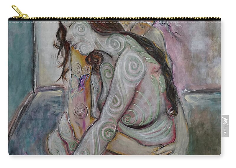 Theresa Marie Johnson Zip Pouch featuring the painting Her Story by Theresa Marie Johnson
