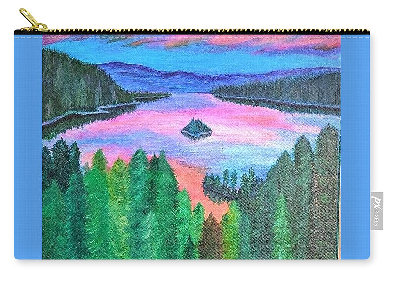 Emerald Bay Zip Pouch featuring the painting Emerald Bay, Tahoe by Gail Friedman