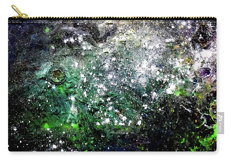 Space Zip Pouch featuring the photograph Emerald Nebula by Patsy Evans - Alchemist Artist