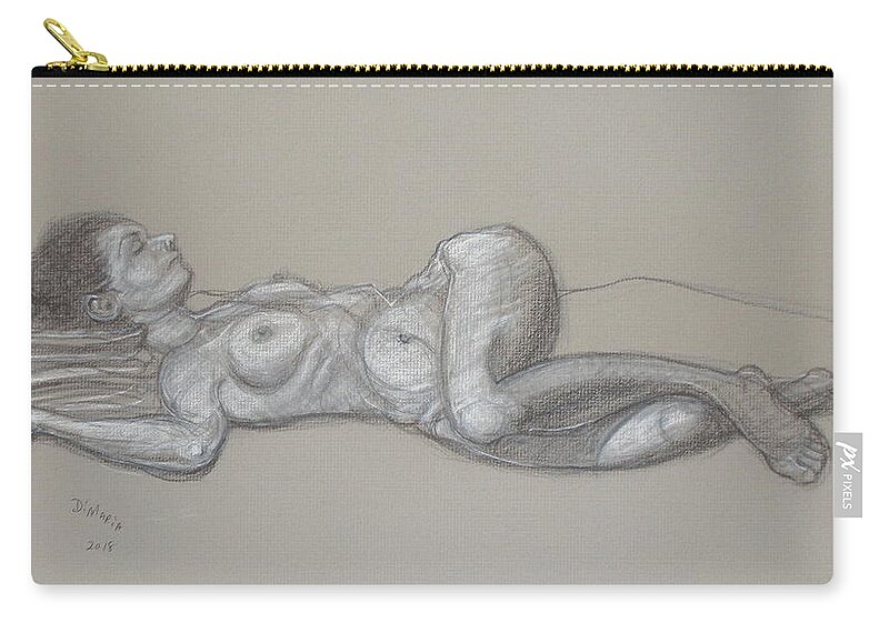 Realism Zip Pouch featuring the drawing Emily Reclining 2 by Donelli DiMaria