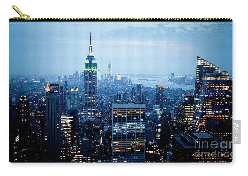 Nyc Zip Pouch featuring the photograph Empire in Blue by RicharD Murphy