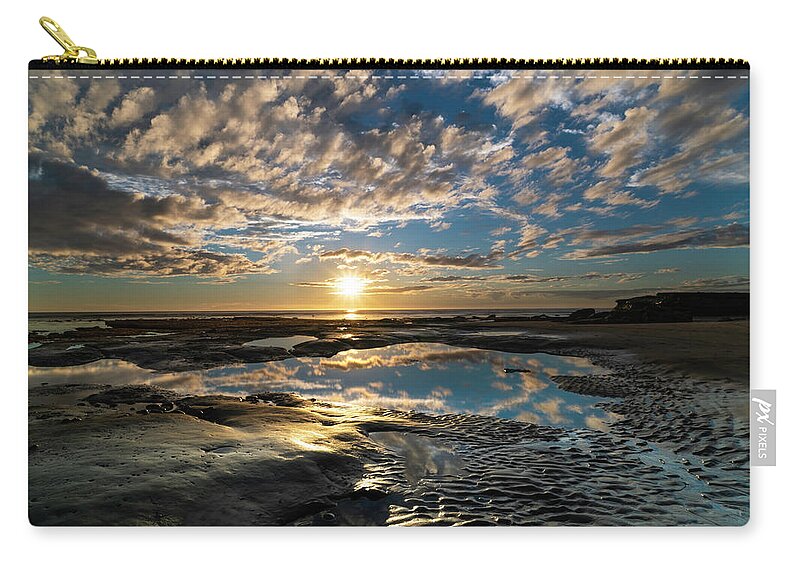 Ocean Zip Pouch featuring the photograph Encinitas Sunset Landscape Format by Larry Marshall