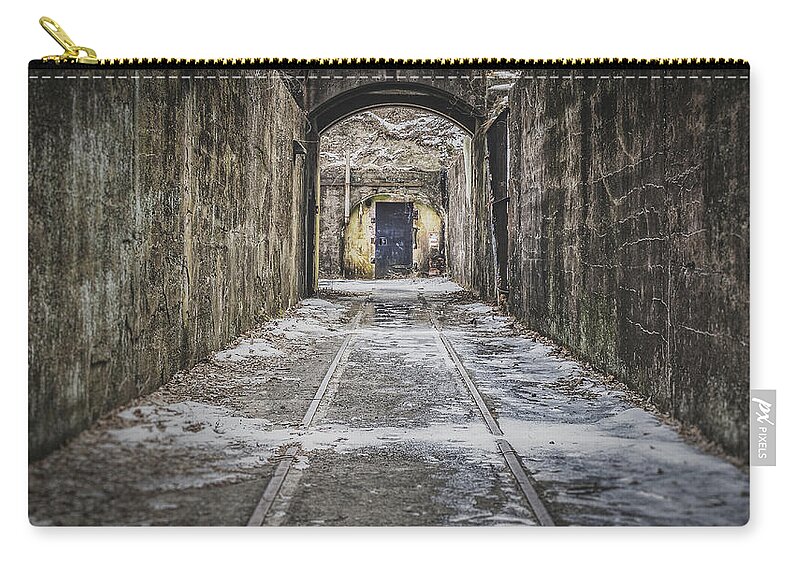 Sandy Hook Zip Pouch featuring the photograph End Of The Tracks by Steve Stanger