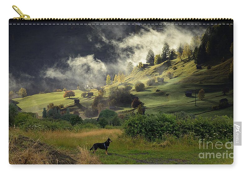 English Countryside Zip Pouch featuring the digital art English Countryside by Kathy Kelly