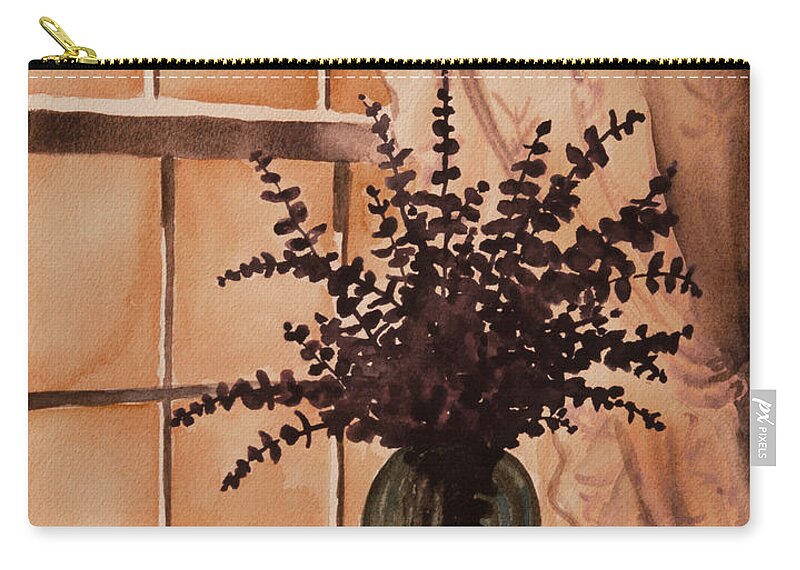 Still Life Zip Pouch featuring the painting Eucalyptus in Window by Heidi E Nelson