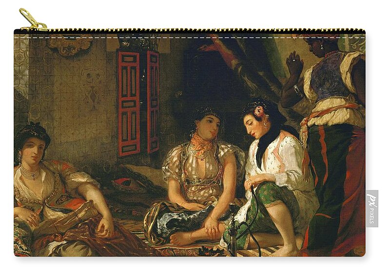 Eugene Delacroix Zip Pouch featuring the painting Eugene Delacroix / 'The Women of Algiers -In Their Apartment-', 1834, Oil on canvas, 180 x 229 cm. by Eugene Delacroix -1798-1863-