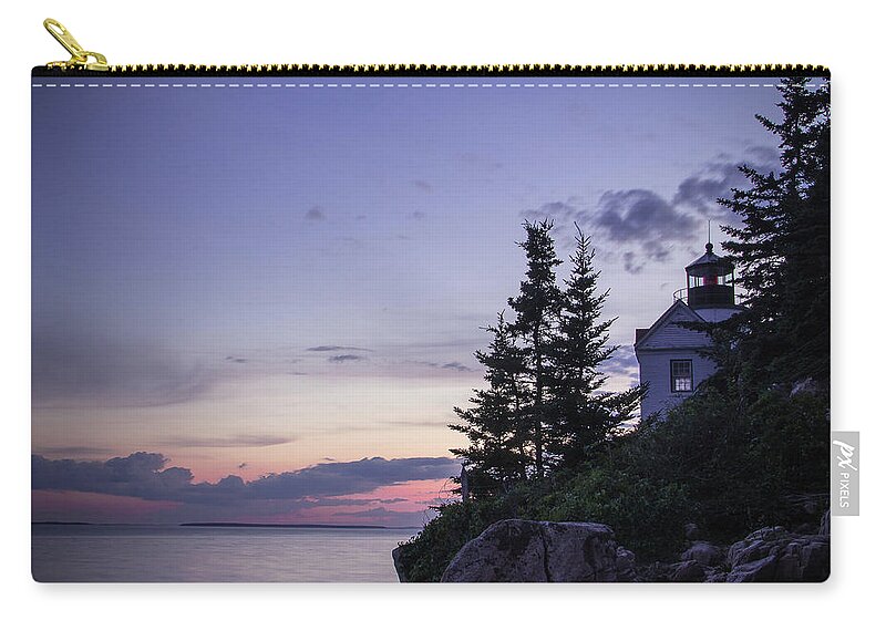 Steven Bateson Zip Pouch featuring the photograph Evening At Bass Harbor Lighthouse by Steven Bateson