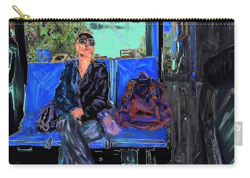 Evening Zip Pouch featuring the digital art Evening Bus Ride 2 by Angela Weddle