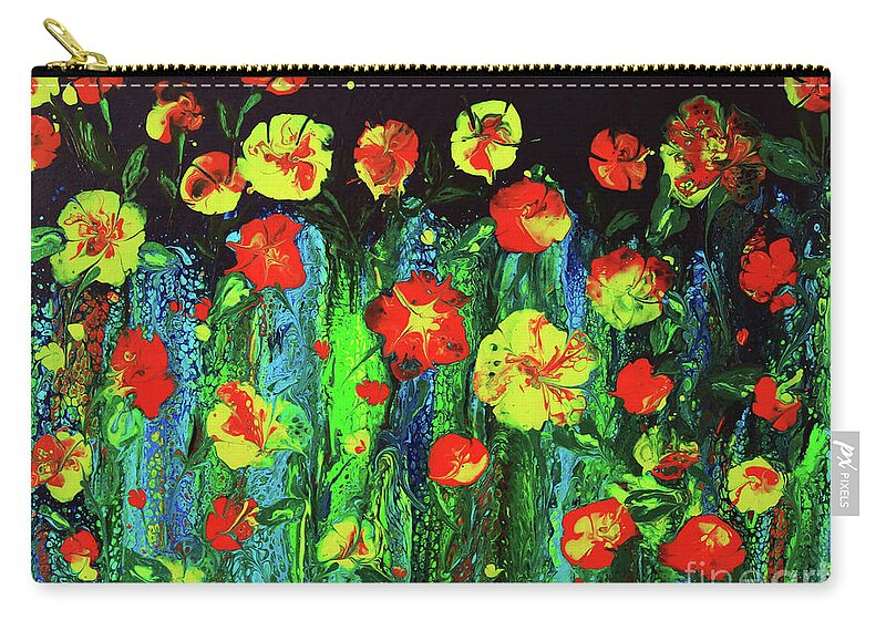 Evening Zip Pouch featuring the painting Evening Flower Garden by Jeanette French