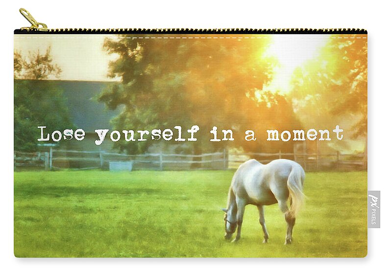 1988 Zip Pouch featuring the photograph EVENING MIST quote by Dressage Design