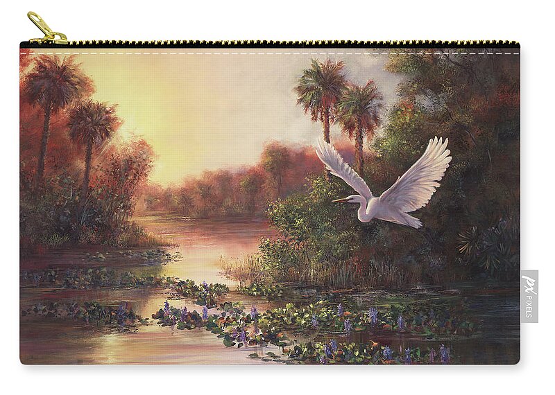 Landscape Zip Pouch featuring the painting Everglades Sunset by Lynne Pittard