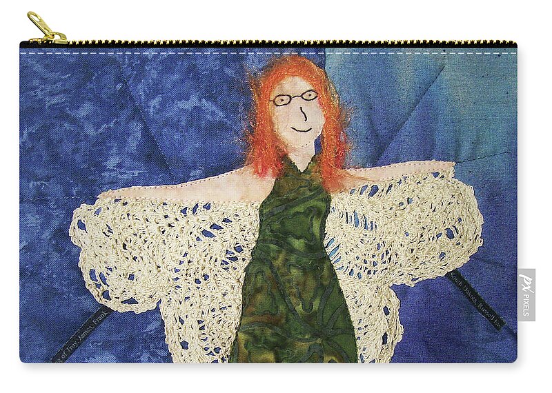 Red Headed Woman Zip Pouch featuring the tapestry - textile Every Fiber of Her Being by Pam Geisel
