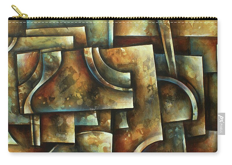 Abstract Zip Pouch featuring the painting Evolution of Space 2 by Michael Lang