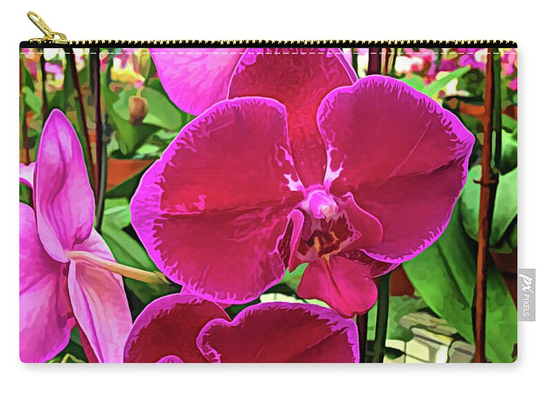 Orchid Flower Zip Pouch featuring the photograph Beautiful Exotic Orchid Artwork 01 by Carlos Diaz