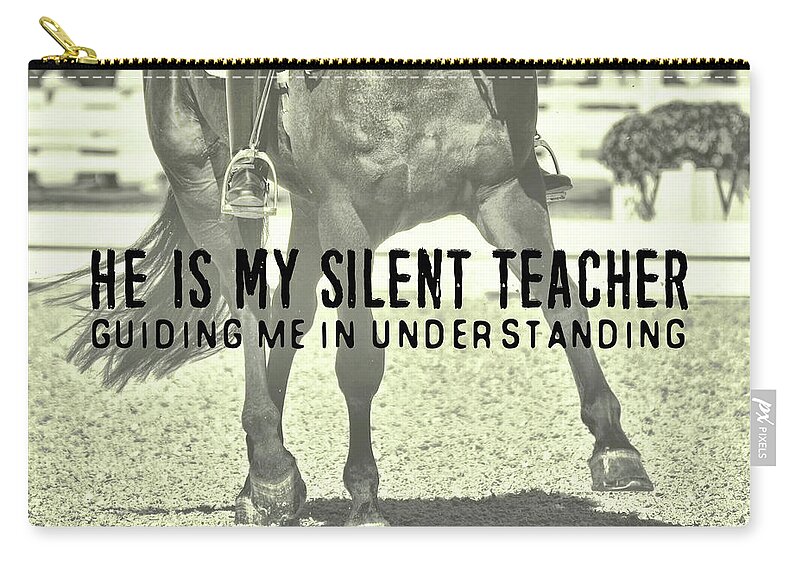 Art Zip Pouch featuring the photograph EXTEND THE TROT quote by Dressage Design
