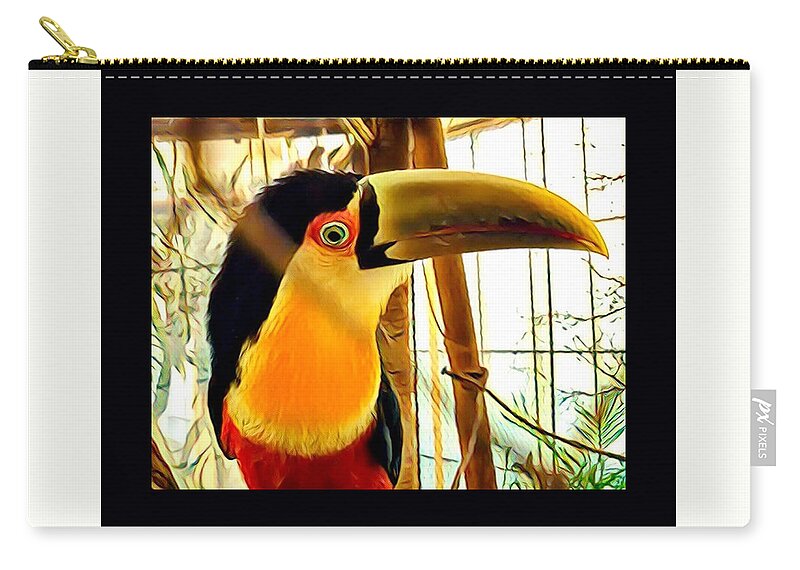 Toucan Zip Pouch featuring the digital art Eye of the Toucan by John Rohloff