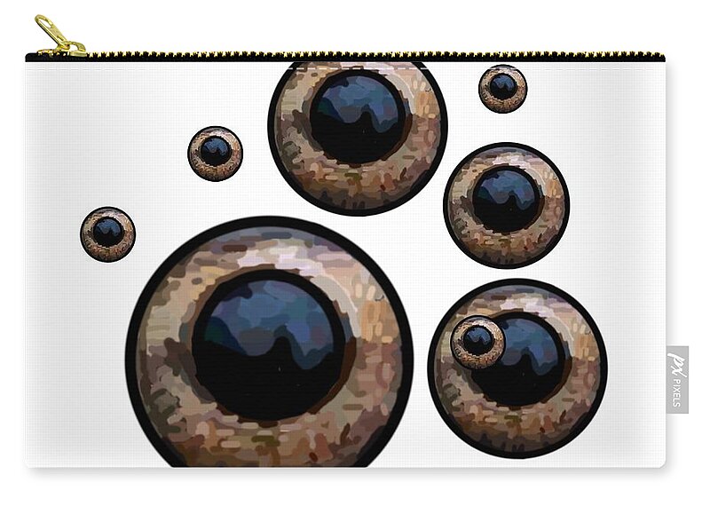 Modern Abstract Zip Pouch featuring the digital art Eyes Have It White by Joan Stratton