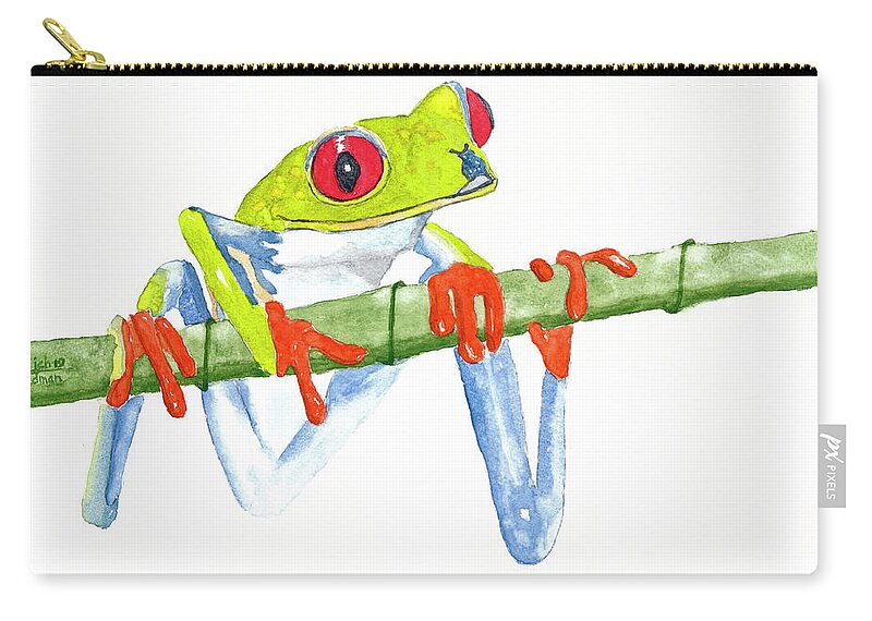 Frog Zip Pouch featuring the painting Fabio T Frog by Richard Stedman