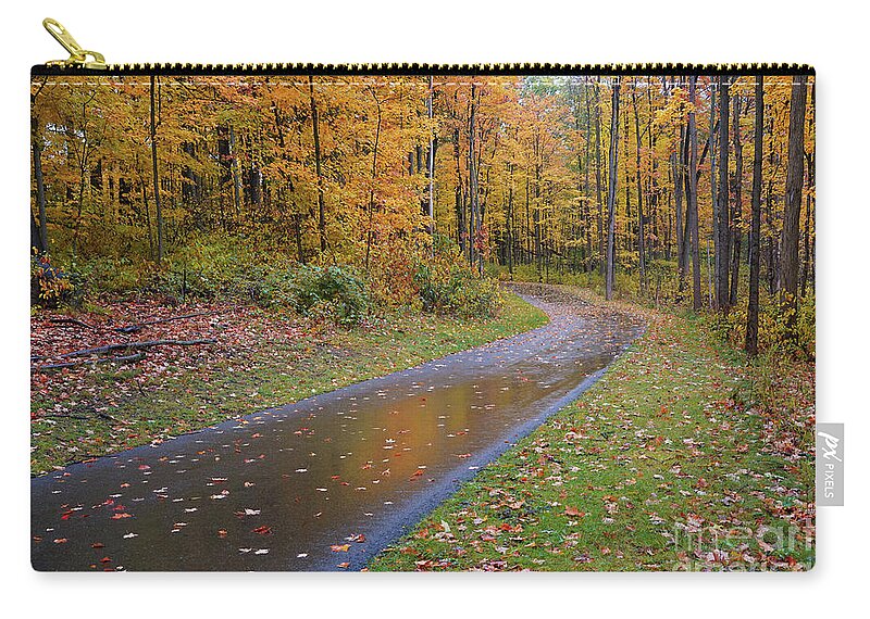 Fabulous Fall Rain Zip Pouch featuring the photograph Fabulous Fall Rain by Rachel Cohen