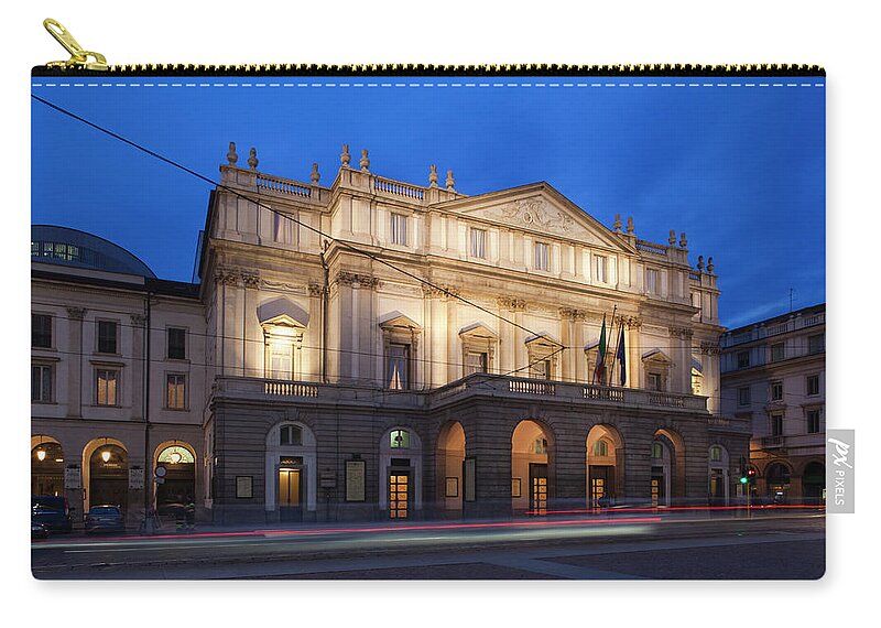 Photography Zip Pouch featuring the photograph Facade Of An Opera House At Dusk, La by Panoramic Images