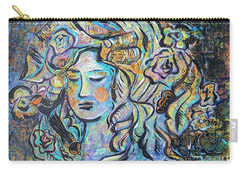  Painting Zip Pouch featuring the painting Face of Spring by Ariadna De Raadt