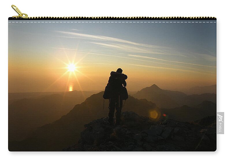 Tramonto Zip Pouch featuring the photograph Face To Face With The Sun by Simone Lucchesi