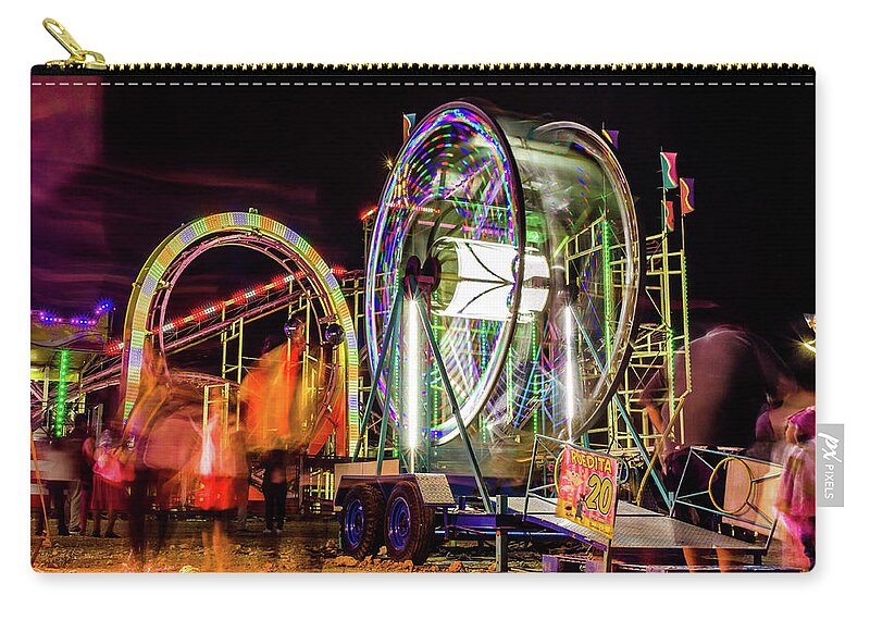 Fair Zip Pouch featuring the photograph Fair rides at night by Julieta Belmont