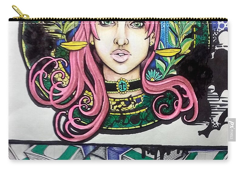 Black Art Carry-all Pouch featuring the drawing Fake Justice by Musafiir Salman