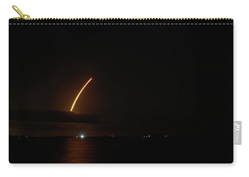 Rocket Zip Pouch featuring the photograph Falcon 9 Satelite Launch by Les Greenwood