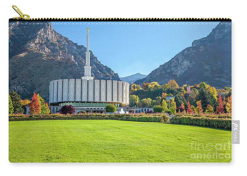 Provo Temple Canvas Prints Zip Pouch featuring the photograph Fall at the Provo Temple by David Millenheft