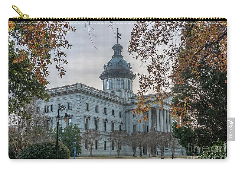 South Carolina State House Zip Pouch featuring the photograph Fall Colors - State Capitol by Dale Powell