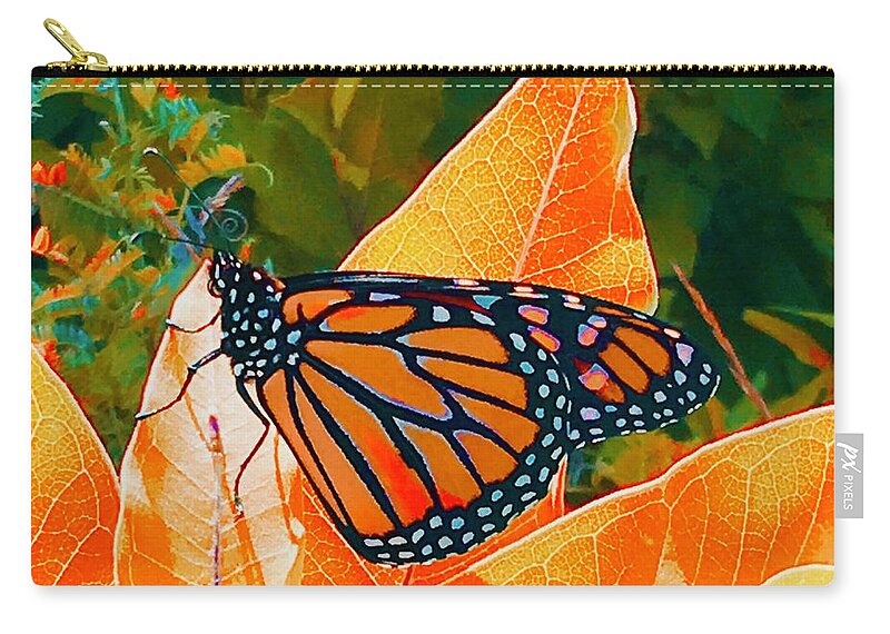Fall Monarch Zip Pouch featuring the photograph Fall Monarch by Debra Grace Addison