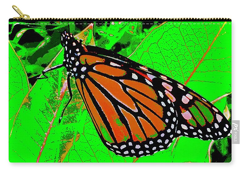 Green Zip Pouch featuring the photograph Fall Monarch Too by Debra Grace Addison