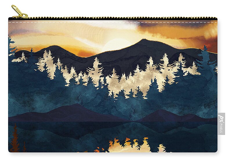 Fall Zip Pouch featuring the digital art Fall Sunset by Spacefrog Designs