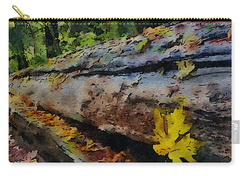 Fallen Tree Zip Pouch featuring the mixed media Fallen Tree by Bonnie Bruno