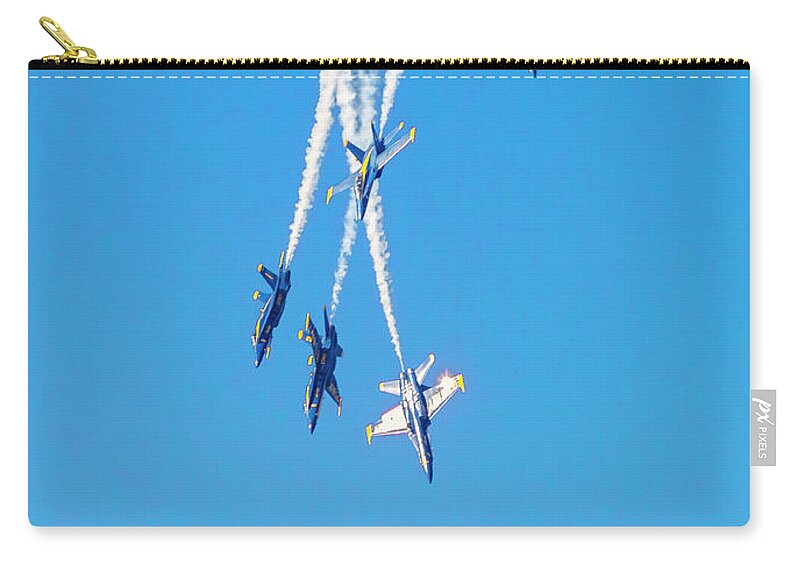 Blue Angels Zip Pouch featuring the photograph Falling Blue Angels by Bonnie Follett