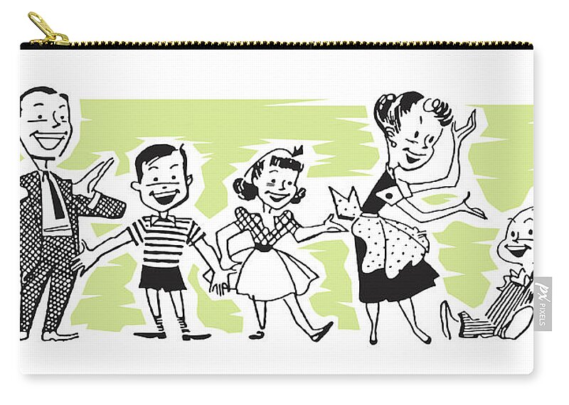 Adult Zip Pouch featuring the drawing Family of Five by CSA Images