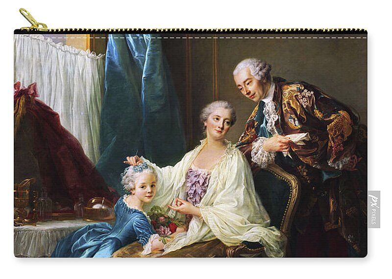 Family Portrait Carry-all Pouch featuring the painting Family Portrait by Francois-Hubert Drouais by Rolando Burbon