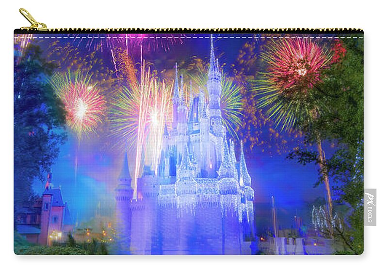 Magic Kingdom Carry-all Pouch featuring the photograph Fantasy in the Sky Fireworks at Walt Disney World by Mark Andrew Thomas