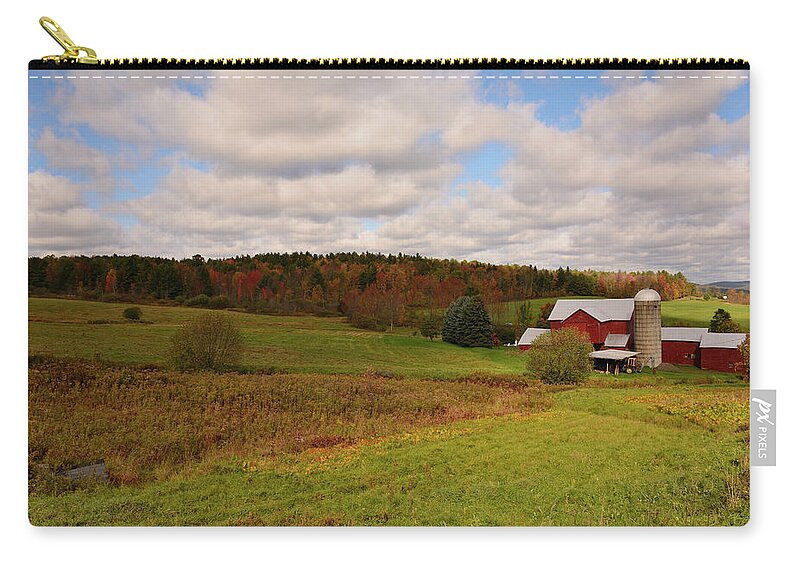 Farms Zip Pouch featuring the photograph Farmland in Autumn by Angie Tirado