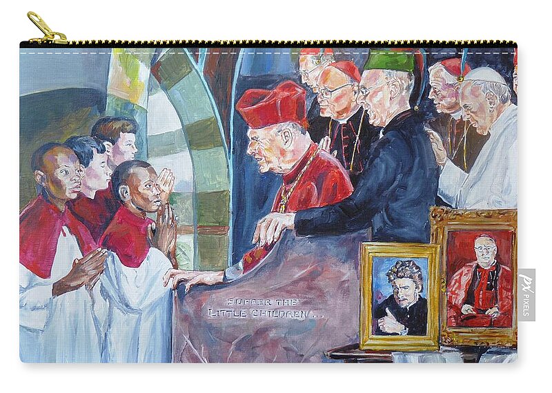 Cardinal Mccarrick Zip Pouch featuring the painting Father Figure by Bryan Bustard