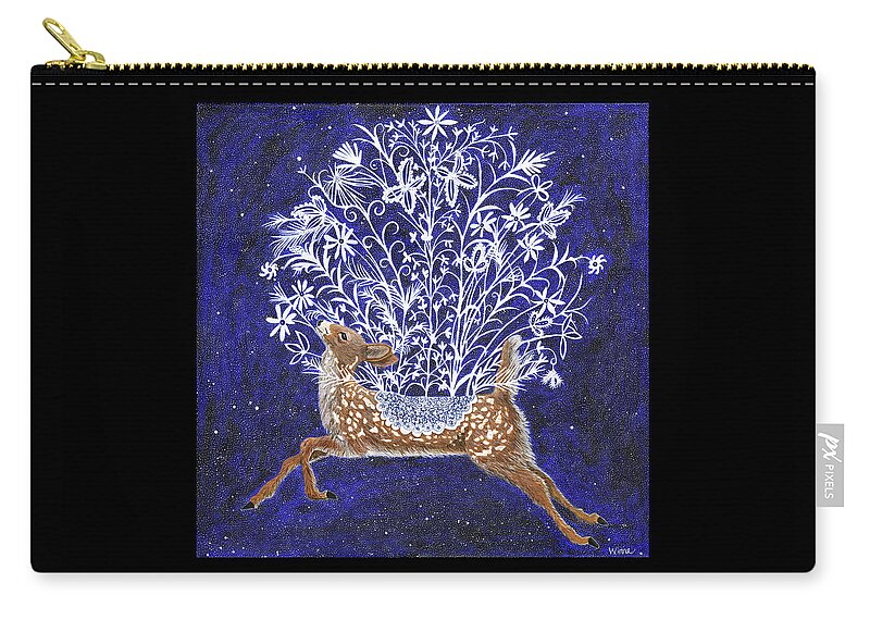 Lise Winne Zip Pouch featuring the painting Fawn Bouquet by Lise Winne