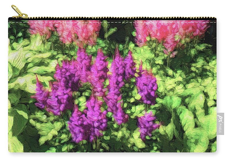 Astilbe Zip Pouch featuring the photograph Feathery Soft Astilbe by Leslie Montgomery