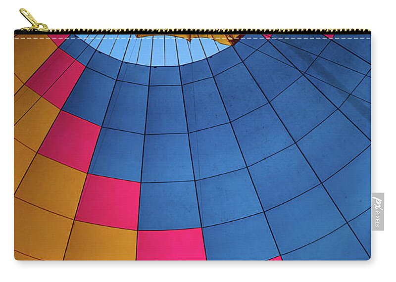 Balloon Zip Pouch featuring the photograph facemask Festival colors by Patricia Dennis