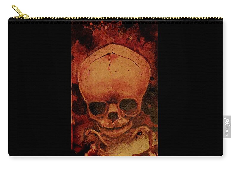 Ryanalmighty Carry-all Pouch featuring the painting Fetus Skeleton #1 by Ryan Almighty
