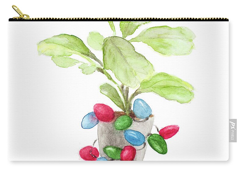Fig Zip Pouch featuring the mixed media Fiddle Fig Tree I by Lanie Loreth