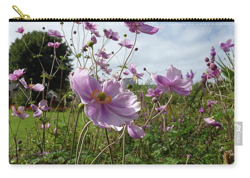 Cosmos Zip Pouch featuring the photograph Field of Cosmos in Ireland by Melinda Saminski